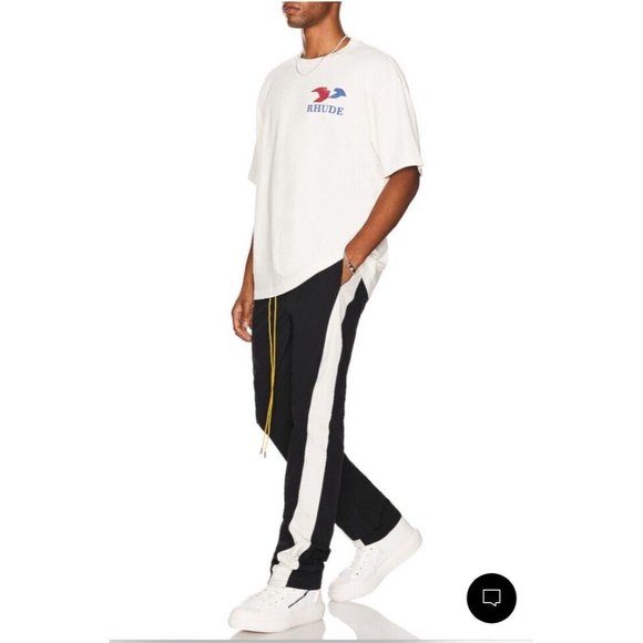 Rhude Curve Panel Track Pants Black Cream & Yellow - Picture 3 of 6